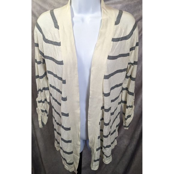 Express Grey And White Striped Cardigan - Picture 6 of 10